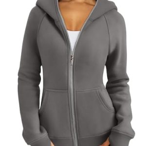 Womens Zip Up Hoodies Fleece Jackets Oversized Sweatshirts Fall Fashion Outfits Sweaters Winter Clothes