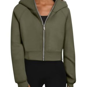 Womens Zip Up Hoodies Jackets Cropped Sweatshirts Fleece Fall Outfits Casual Comfy Y2k Tops Winter Clothes 2025