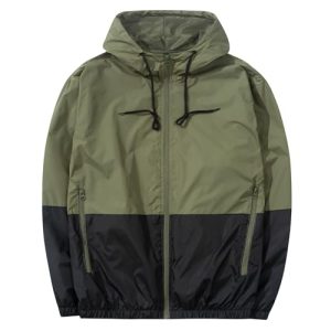 Men's Lightweight Windbreaker Jackets Outdoor Hooded Pocket Raincoat Jacket