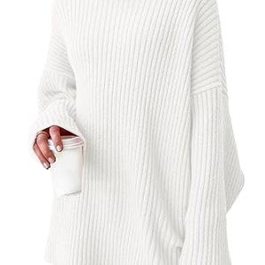 Womens Turtleneck Oversized Long Sweater Dress 2025 Plus Size Tunic Pullover Knit Winter Dresses