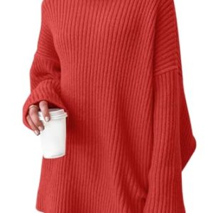 Womens Turtleneck Oversized Long Sweater Dress 2025 Plus Size Tunic Pullover Knit Winter Dresses