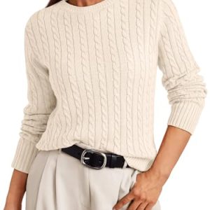 Womens Lightweight Cable Knit Soft Business Casual Trendy Classic Pullover Sweaters Fall Outfits 2025