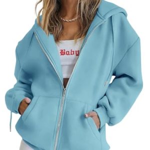 Women's 2025 Zip Up Y2K Hoodies Casual Long Sleeve Sweatshirts Fall Spring Track Jackets with Pockets