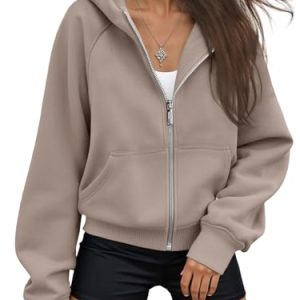 Womens Zip Up Hoodies Fleece Jackets Oversized Sweatshirts Fall Fashion Outfits 2025 Sweaters Winter Clothes