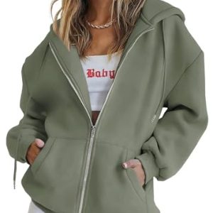 Women's 2025 Zip Up Y2K Hoodies Casual Long Sleeve Sweatshirts Fall Spring Track Jackets with Pockets