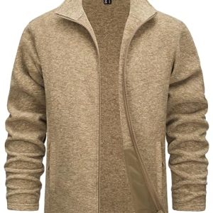 Men's Fleece Jackets Full Zip Lightweight Jacket Casual Soft Warm Coats with Pockets